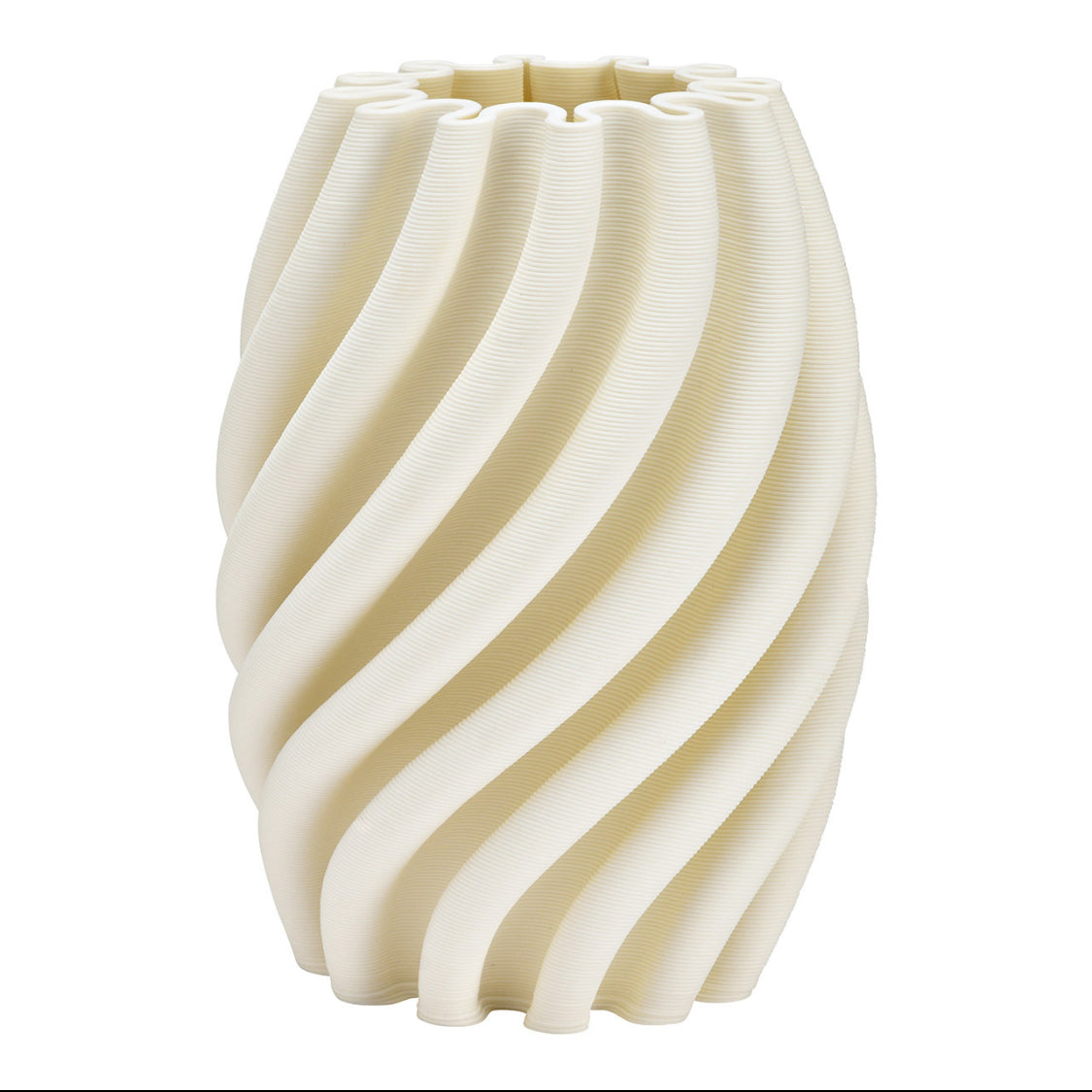 3D gedruckte Vase aus Keramik Weiß (B/H/T) 14x19x14cm nur für Trockenblumen