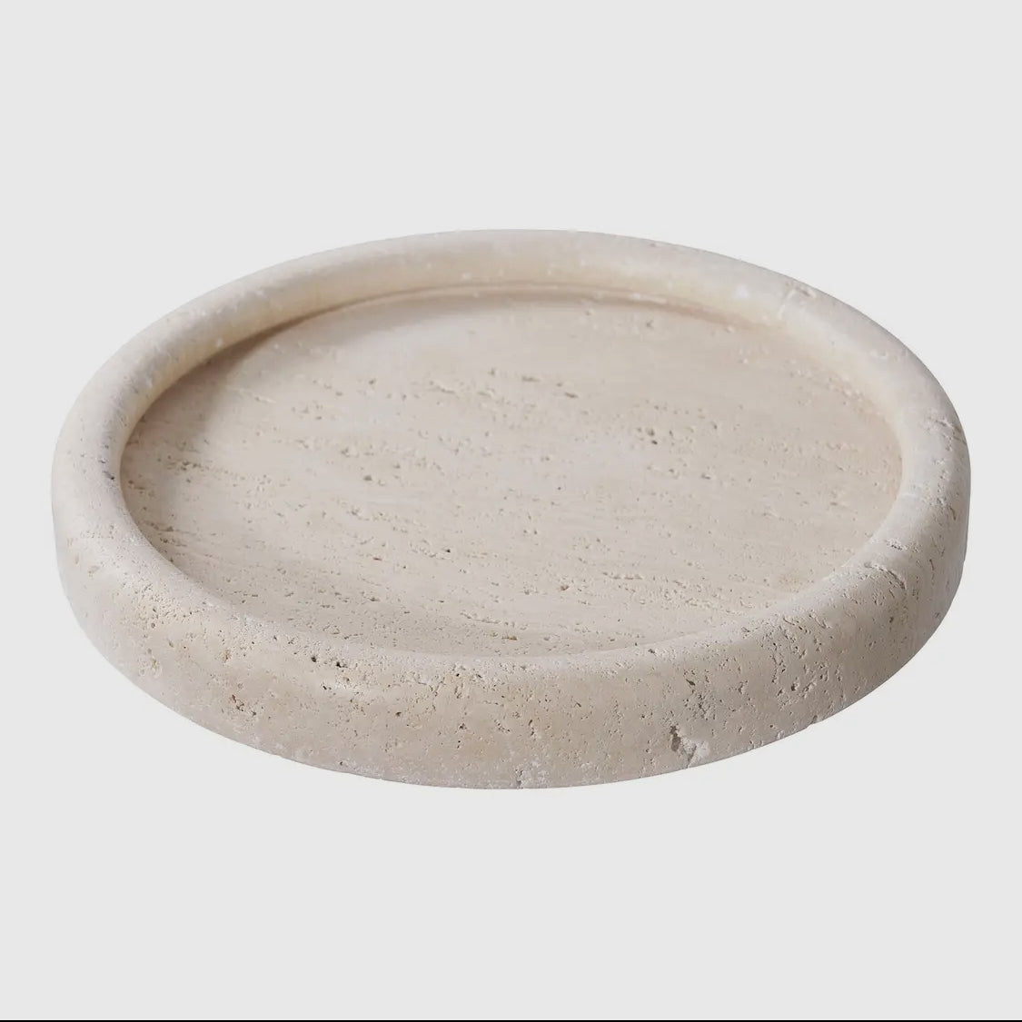 Rundes Naturstein-Tablett aus Travertin