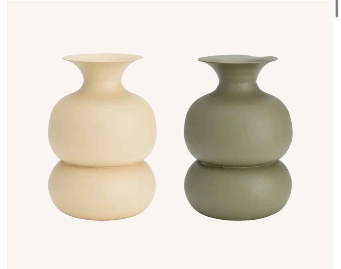 Vase nur für Trockenblumen, aus Metall Beige 2-fach, (B/H/T) 12×19×12
