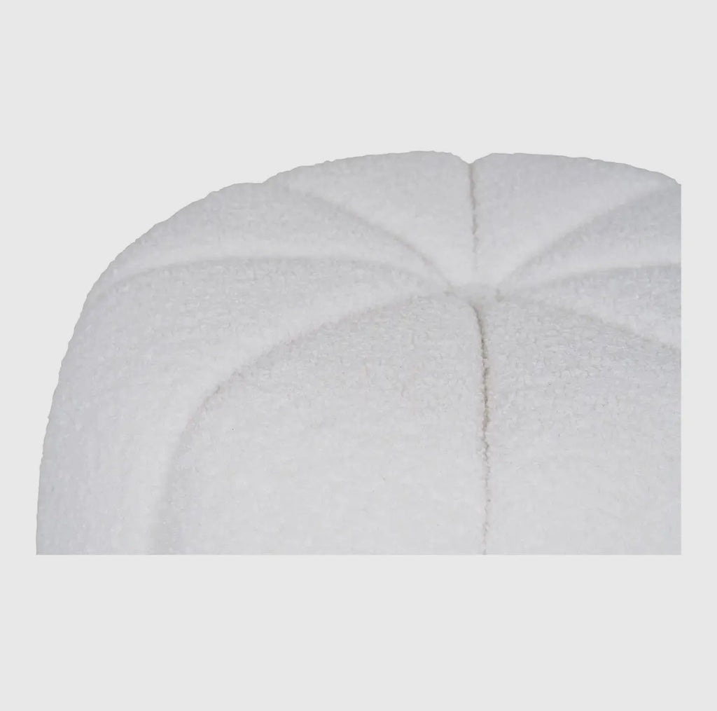 Weißer Bouclé Sitzpouf
