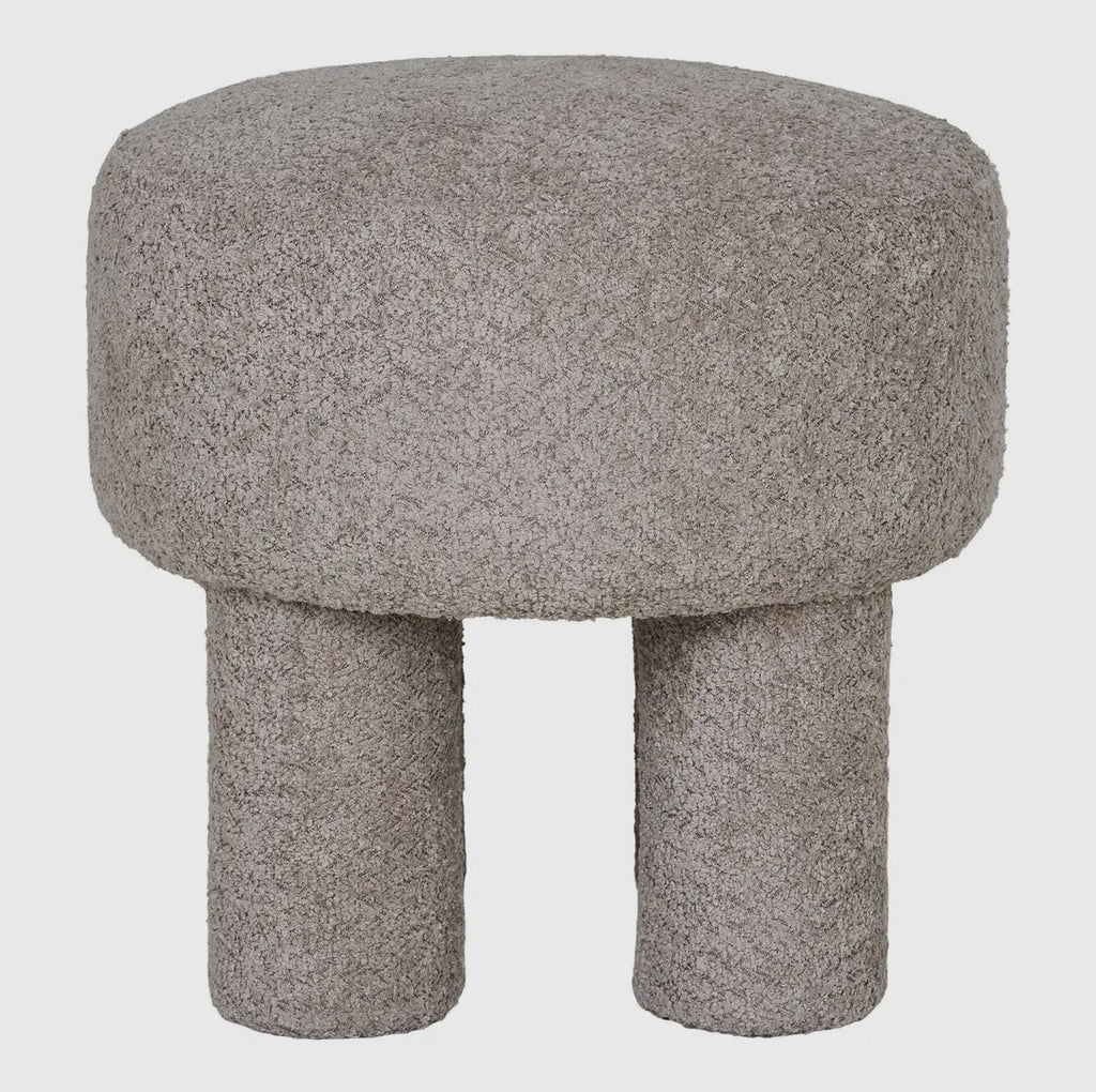 Designer-Hocker aus Bouclé Hellgrau