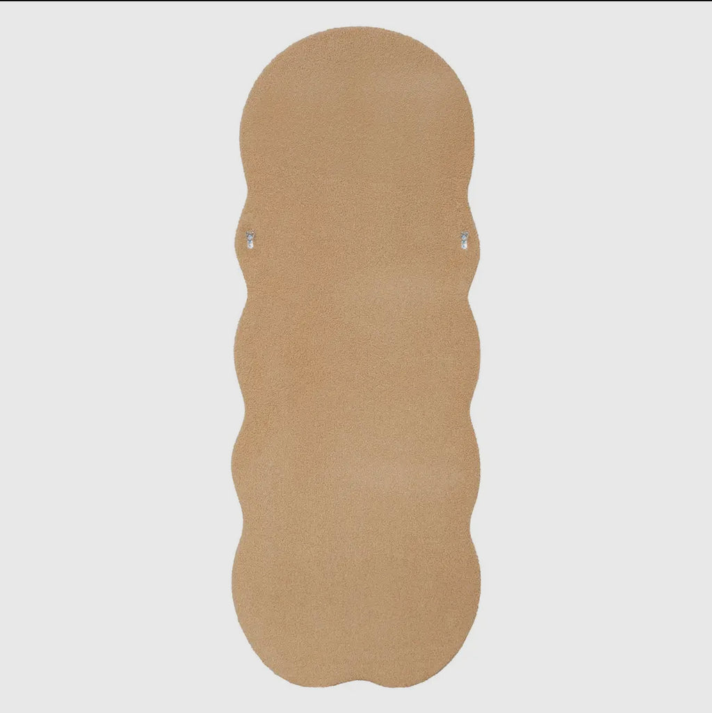 Ganzkörper-Standspiegel mit braunem Frottee-Rahmen