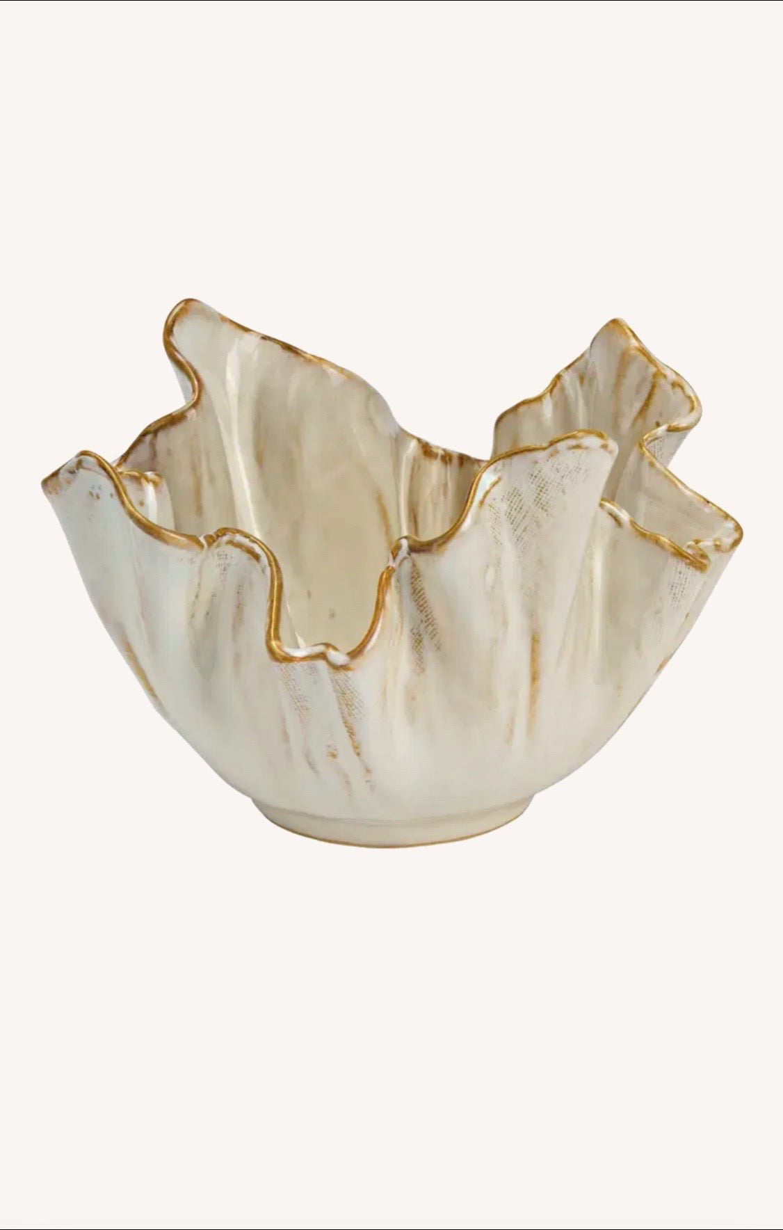 Schale aus Keramik, Beige (B/H/T) 16×11×15 cm