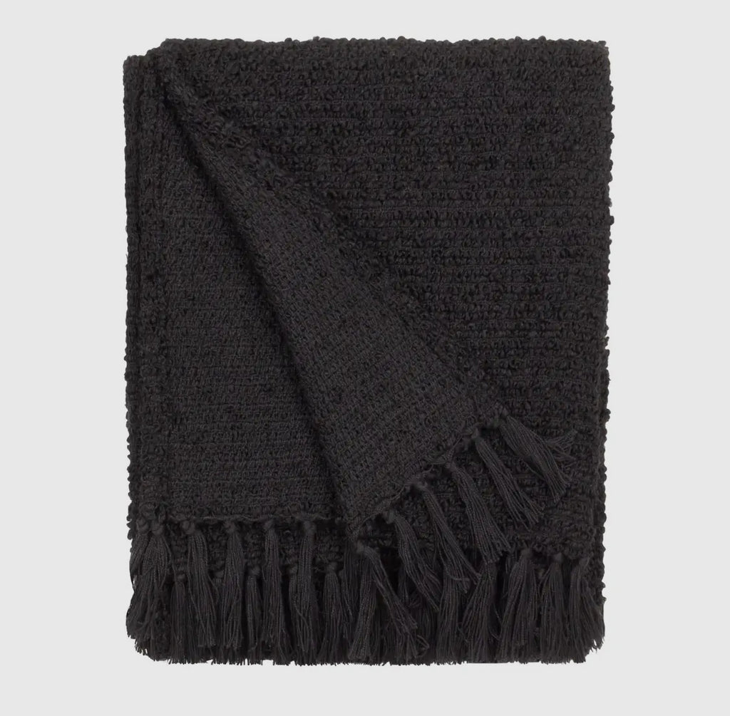 Cander Boucle-Überwurf, strukturiert, Schwarz