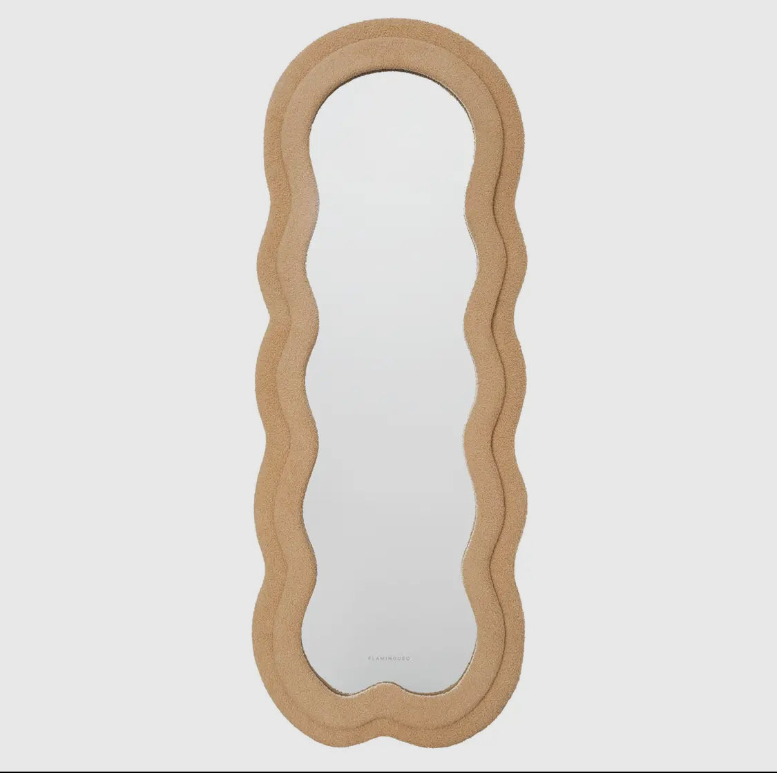 Ganzkörper-Standspiegel mit braunem Frottee-Rahmen