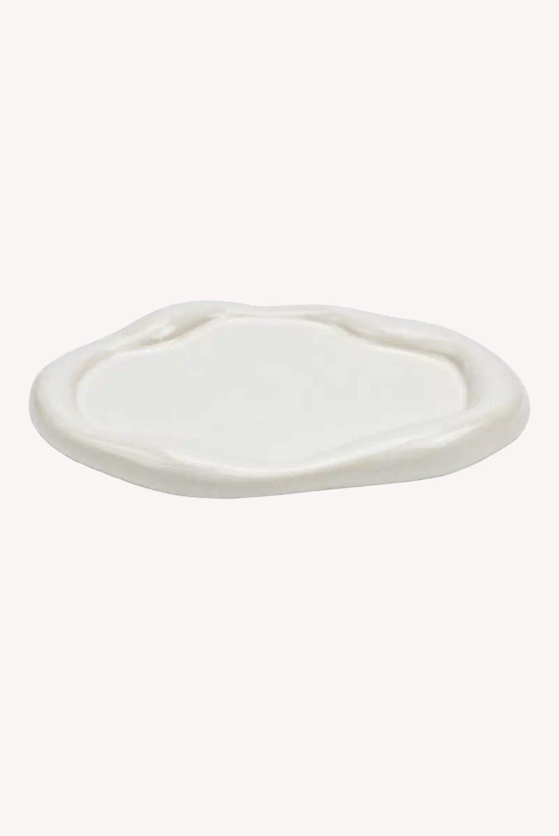 Deko Teller aus Keramik, Weiß (B/H/T) 12×2×14 cm