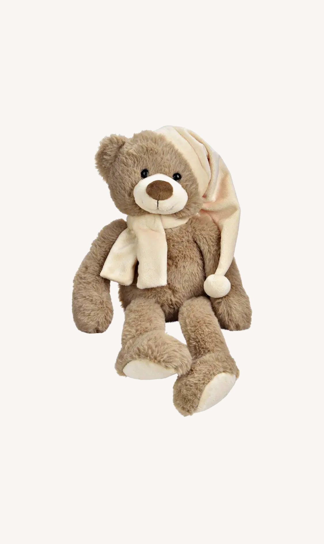 Bär mit schlafmütze aus Plüsch braun (B/H/T) 22x27x30 cm