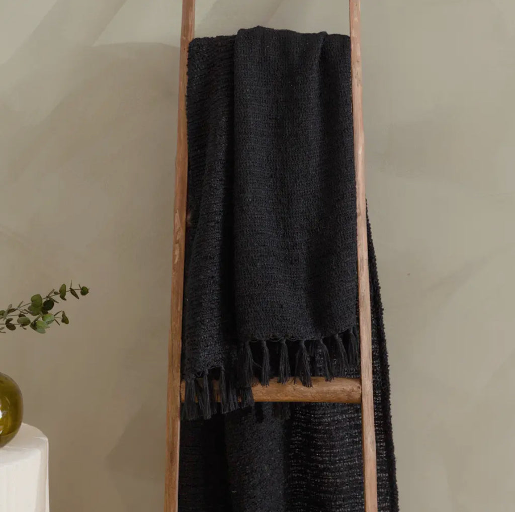 Cander Boucle-Überwurf, strukturiert, Schwarz