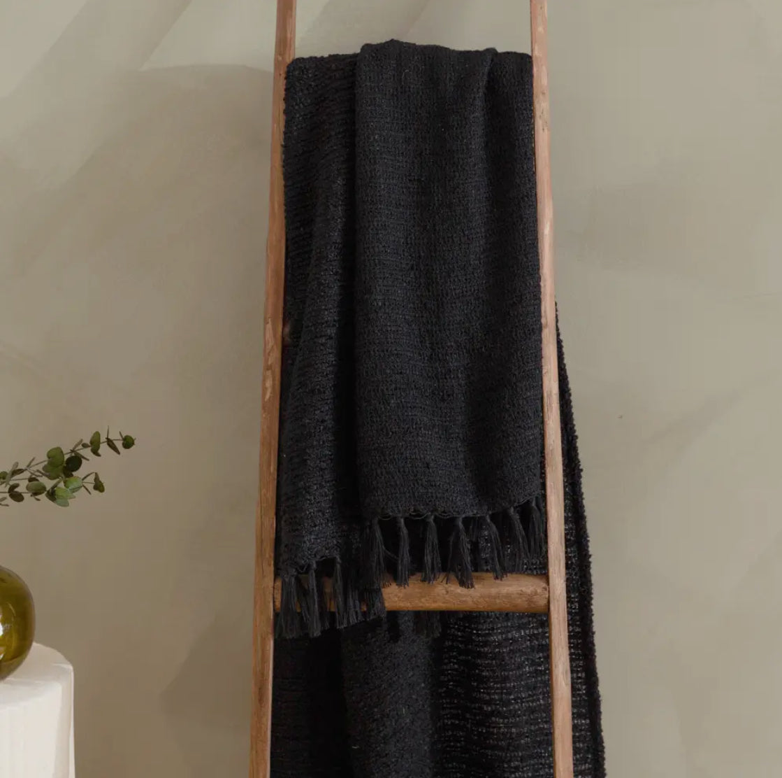 Cander Boucle-Überwurf, strukturiert, Schwarz