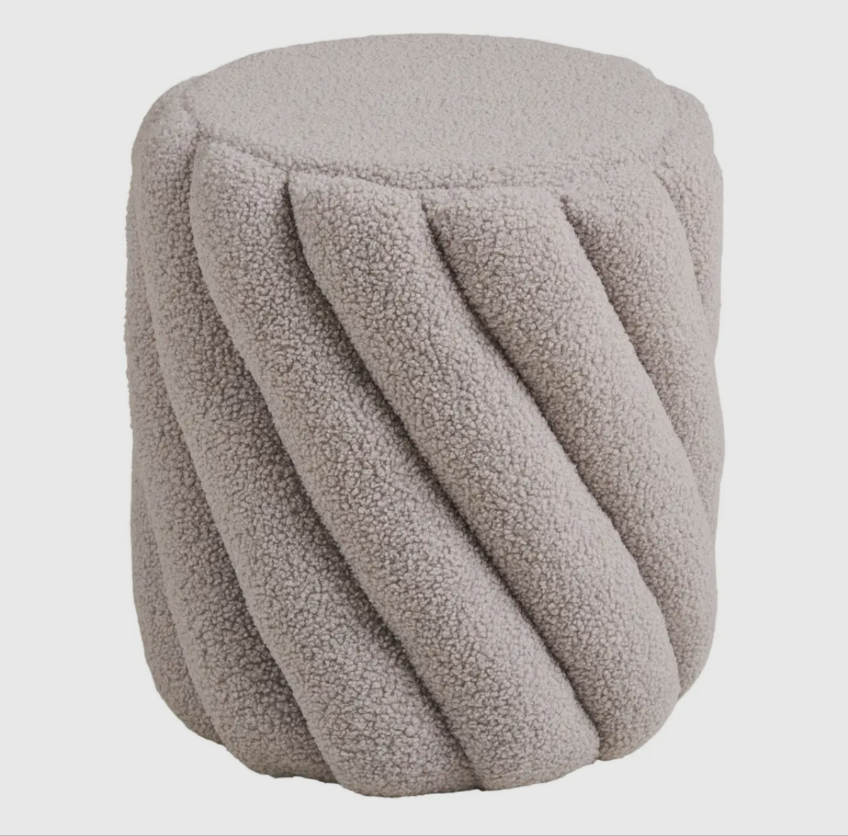Runder Bouclé-Pouf mit gedrehtem Design