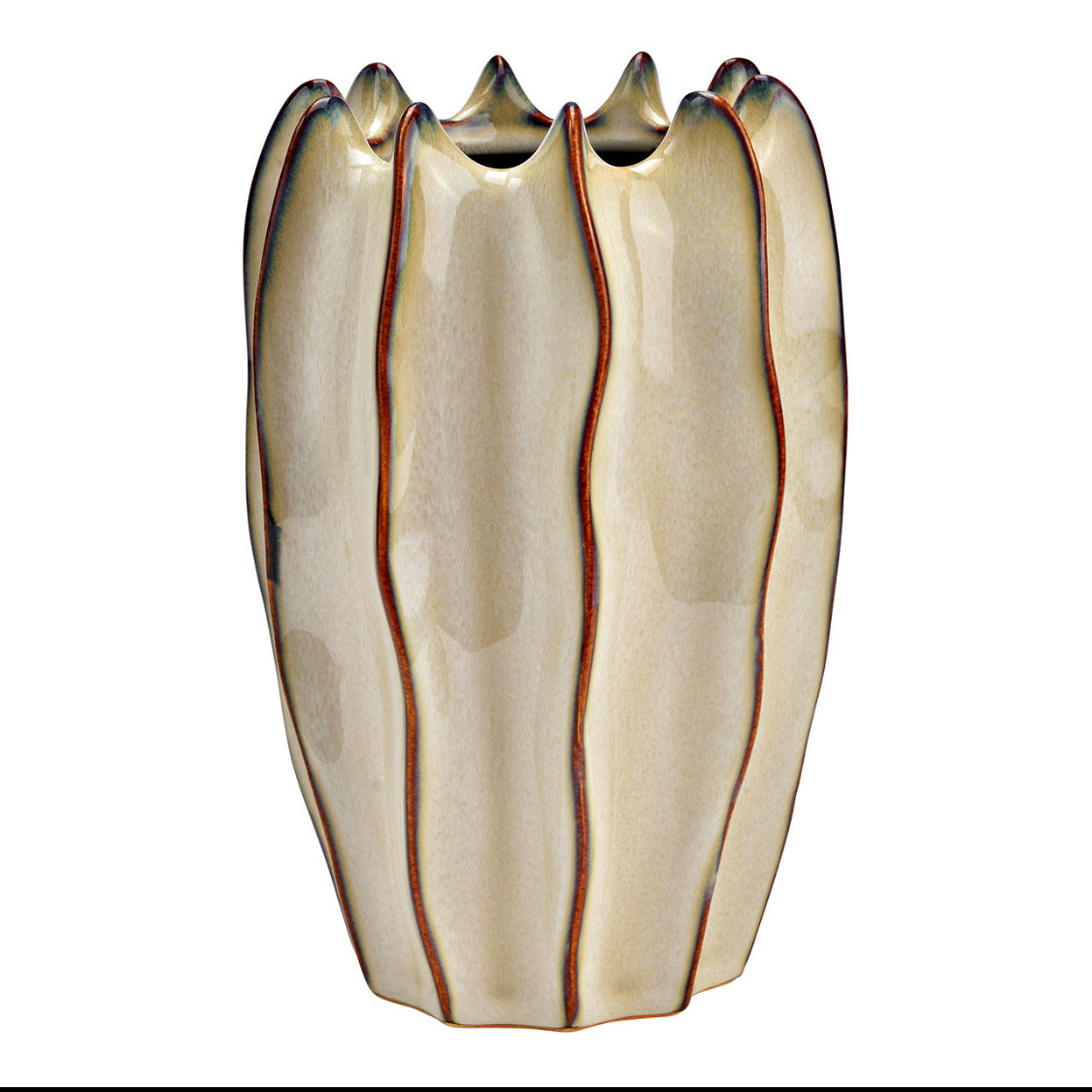 Vase aus Keramik, Beige-Braun